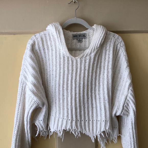 White cropped Wildfox Sweater - Picture 1 of 3